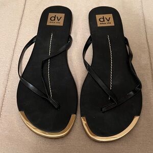 Dolce Vita Black Sandals with Gold Accents